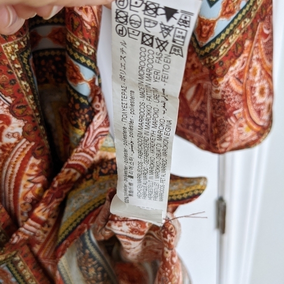 ZARA eastern print button up kimono tunic jacket size Small A8 - Picture 2 of 10